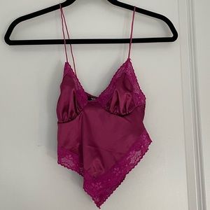 Nasty Gal Silk Crop Top- Size 2- Magenta